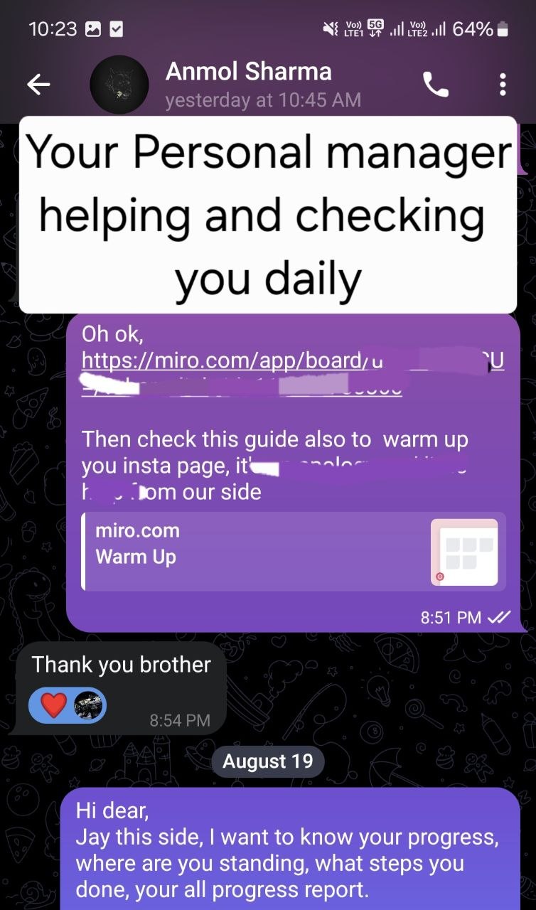 Personal manager helping and checking daily