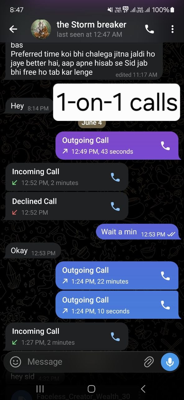 Regular 1-on-1 calls with Sid